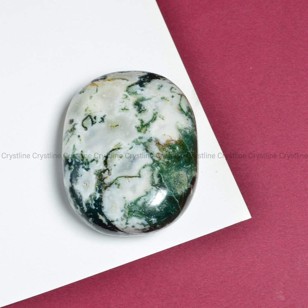 Moss Agate Palmstone by Crystline