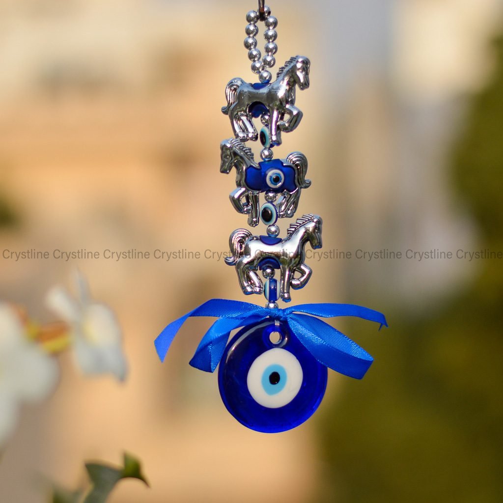 Three Horses Small Evil Eye Hanging by Crystline